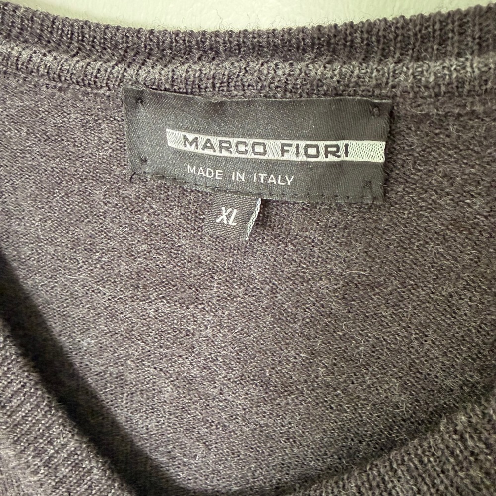 Merino Wool Made in Italy Mens Sweater (XL) Extra Fine Knit Gray Mens Layering - Picture 5 of 12
